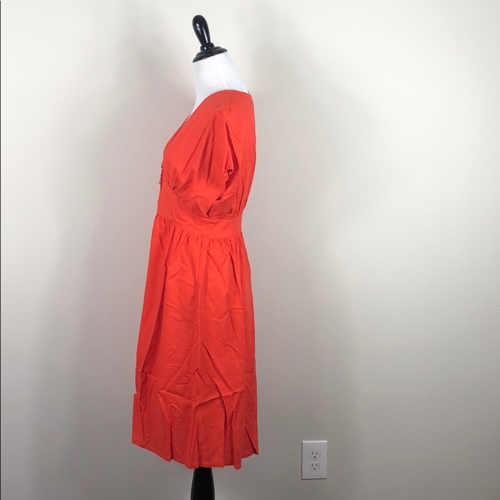 Ruffled V-Neck Button Down Linen Blend Tunic Dress - Picture 6 of 7
